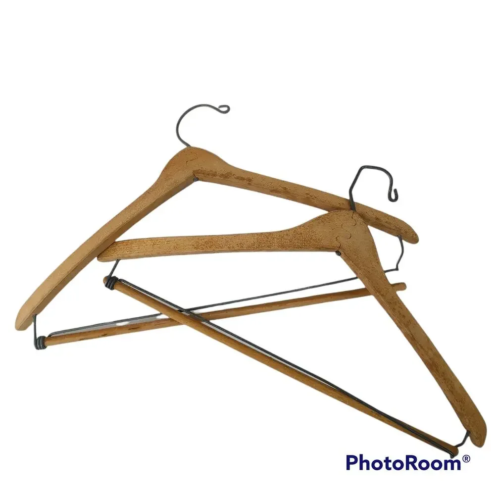 Set of two wooden pant hangers
